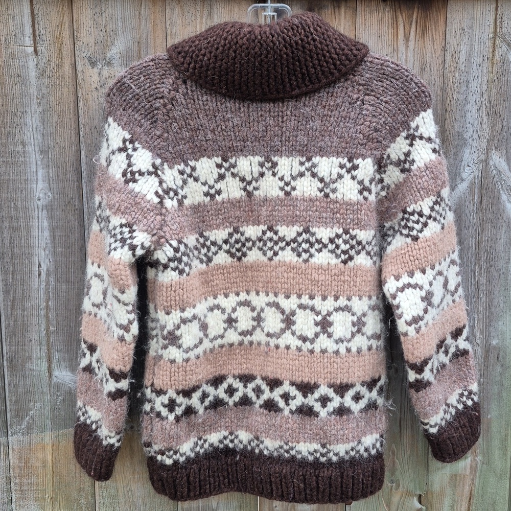 Vintage Cowichan Cardigan Sweater Thick Warm Wool - Picture 3 of 17